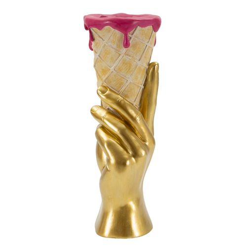 Pot à Fleurs Cône Main Dorée 12,5 X 11 X 31 Cm