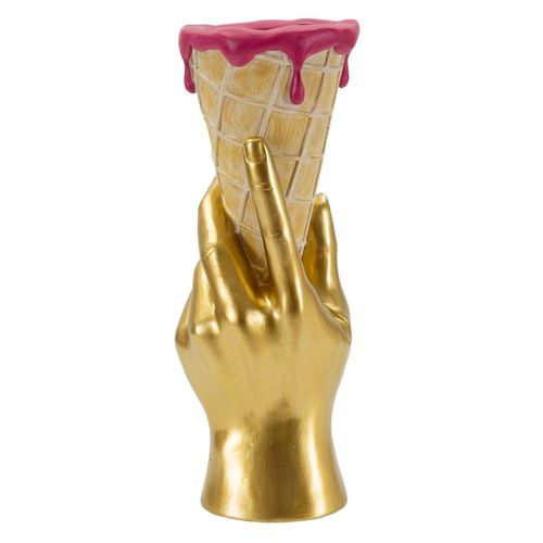 Pot à Fleurs Cône Main Dorée 12,5 X 11 X 31 Cm