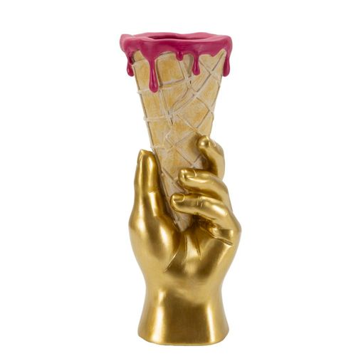 Pot à Fleurs Cône Main Dorée 12,5 X 11 X 31 Cm