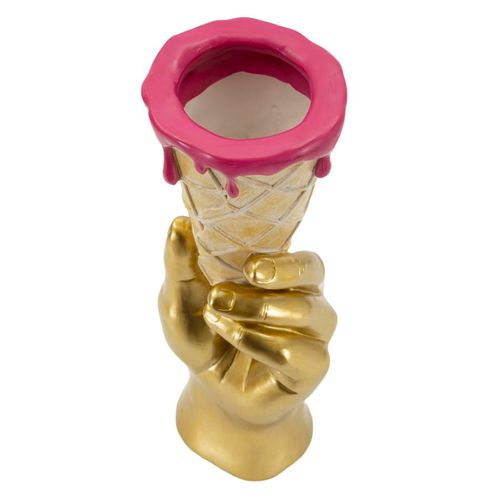 Pot à Fleurs Cône Main Dorée 12,5 X 11 X 31 Cm