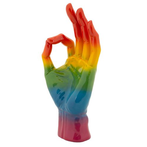 Sculpture Main Rainbow Ok Multicolore 16 X 10,5 X 36 Cm