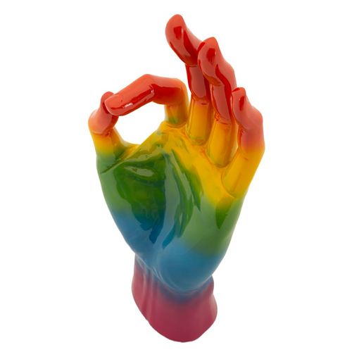 Sculpture Main Rainbow Ok Multicolore 16 X 10,5 X 36 Cm