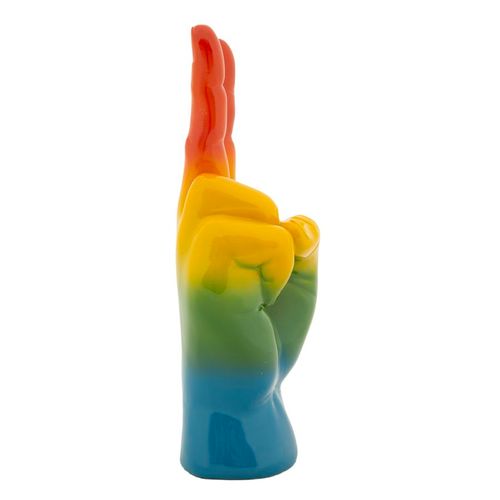 Sculpture Main Rainbow Victoire Multicolore 16 X 13 X 36,5 Cm