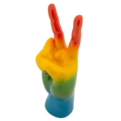 Sculpture Main Rainbow Victoire Multicolore 16 X 13 X 36,5 Cm