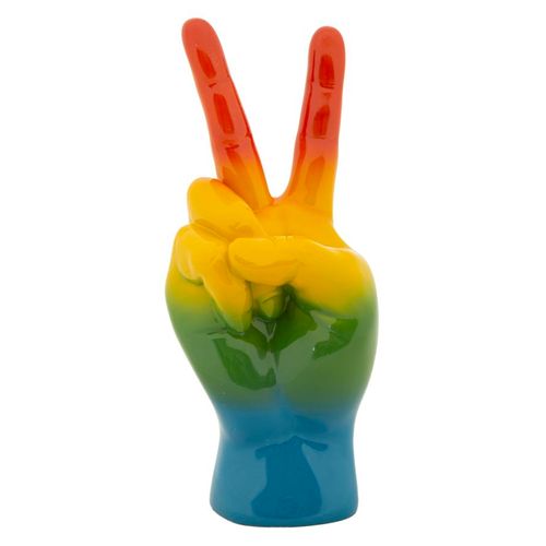Sculpture Main Rainbow Victoire Multicolore 16 X 13 X 36,5 Cm
