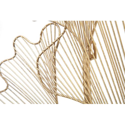 Décoration Murale 3d En Métal Doré Avec Feuilles, 79 X 5 X 68 Cm