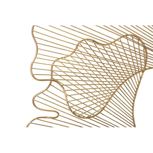 Décoration Murale 3d En Métal Doré Avec Feuilles, 79 X 5 X 68 Cm