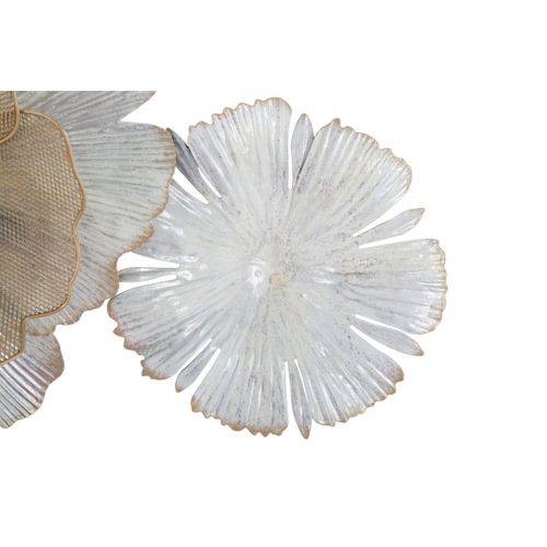 Panneau Mural En Métal 3d Avec Fleurs Et Feuilles, 119 X 8 X 60 Cm