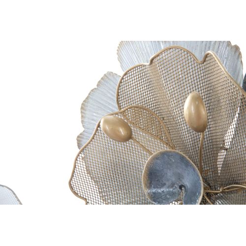 Panneau Mural En Métal 3d Avec Fleurs Et Feuilles, 119 X 8 X 60 Cm