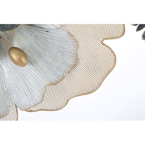 Panneau Mural En Métal 3d Avec Fleurs Et Feuilles, 119 X 8 X 60 Cm