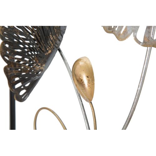 Panneau Mural Carré En Métal Avec Fleurs Et Feuilles 50 X 5,5 X 50 Cm