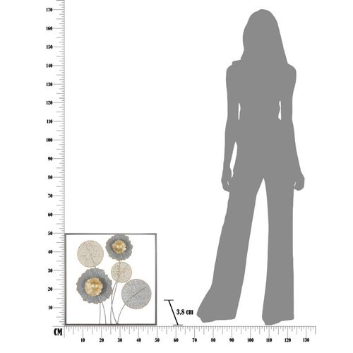 Panneau Mural En Métal Avec Fleurs Et Feuilles 50 X 3,8 X 50 Cm