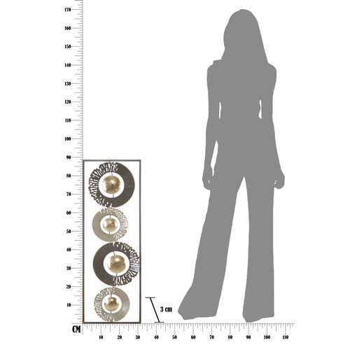 Panneau Mural Abstrait En Métal Forme Anneau 31 X 3 X 89,5 Cm