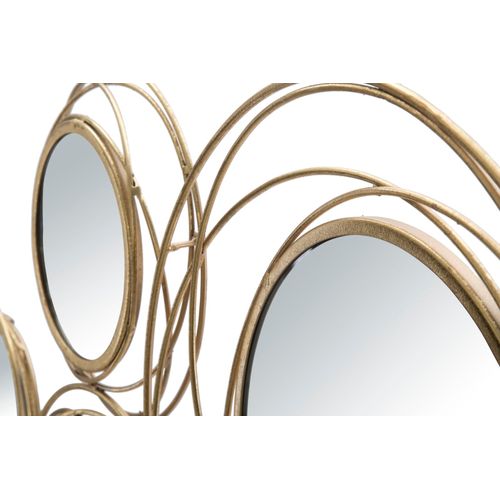 Panneau Mural Doré Rond Avec Miroirs 124,5x53,5 Cm, 3d Glamour
