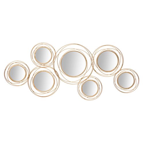 Panneau Mural Doré Rond Avec Miroirs 124,5x53,5 Cm, 3d Glamour