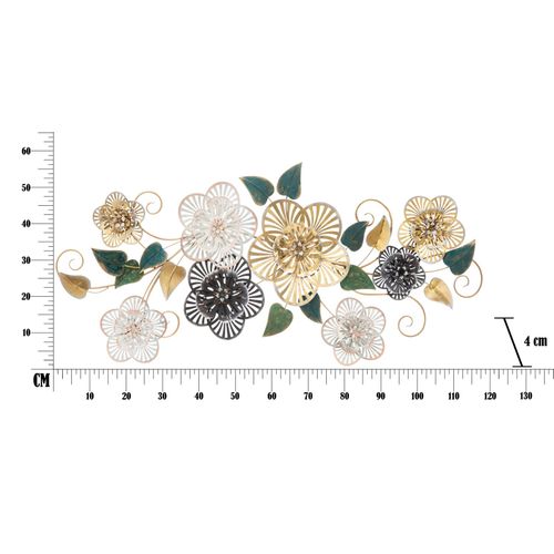 Panneau Mural 3d En Métal Avec Feuilles Décoratives, 118 X 4 X 58 Cm