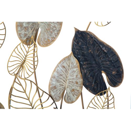 Panneau Mural Rectangulaire En Métal Motif Feuilles 3d, 66 X 100 X 4,5 Cm