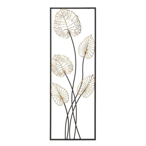 Panneau Mural Rectangulaire En Métal Motif Feuilles 3d, 31 X 90 X 2,5 Cm