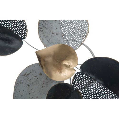 Panneau Mural Décoratif En Métal Motif Demi-feuille 3d, 62,5 X 40 Cm