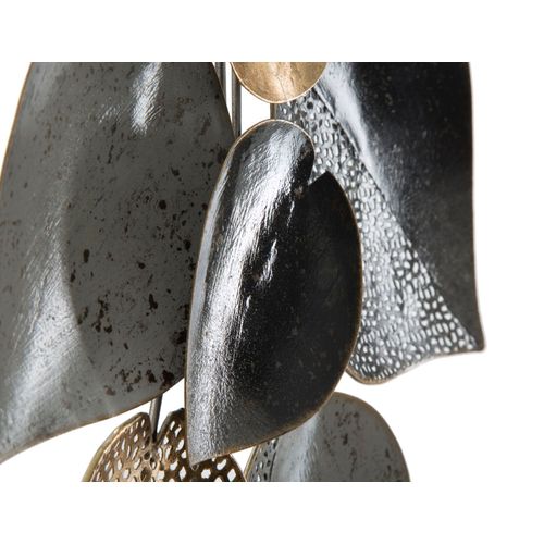 Panneau Mural Décoratif En Métal Motif Demi-feuille 3d, 62,5 X 40 Cm