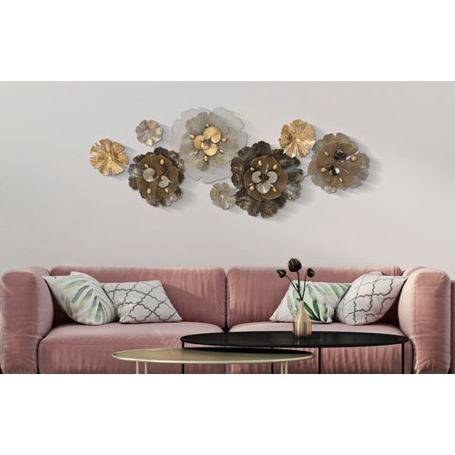 Panneau Mural En Métal Avec Design Floral 3d, 149 X 61 Cm