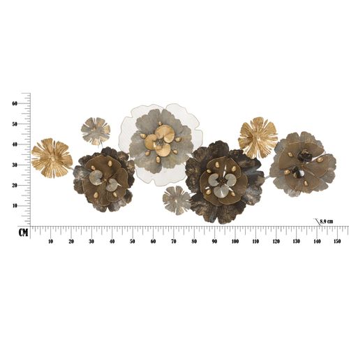 Panneau Mural En Métal Avec Design Floral 3d, 149 X 61 Cm