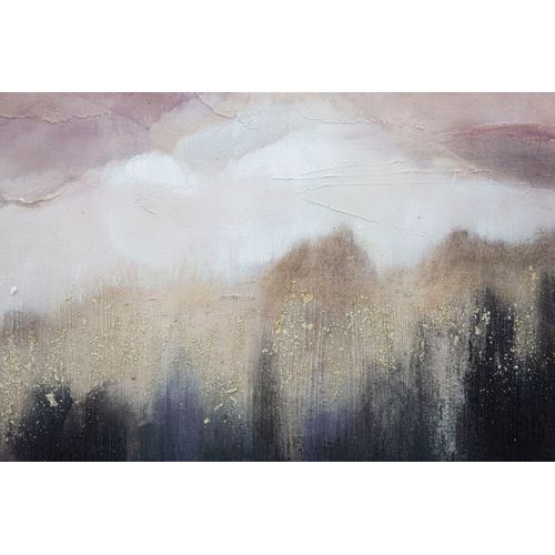 Peinture Murale Montagne Rose 80x60 Cm Sur Toile Et Cadre En Bois