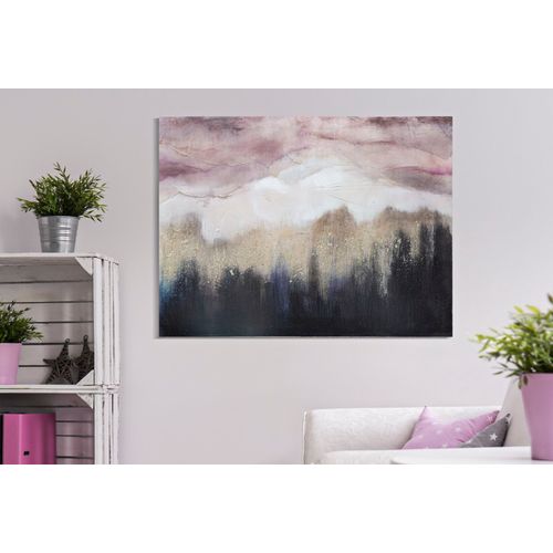Peinture Murale Montagne Rose 80x60 Cm Sur Toile Et Cadre En Bois