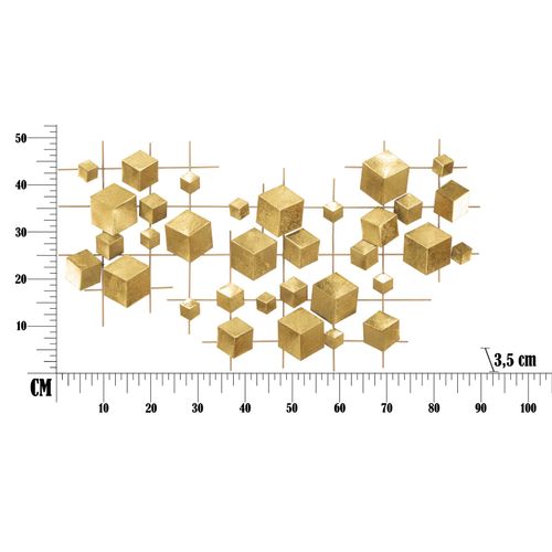 Panneau Mural Abstrait En Fer Doré 90,5x50 Cm Pour Salon Et Chambre