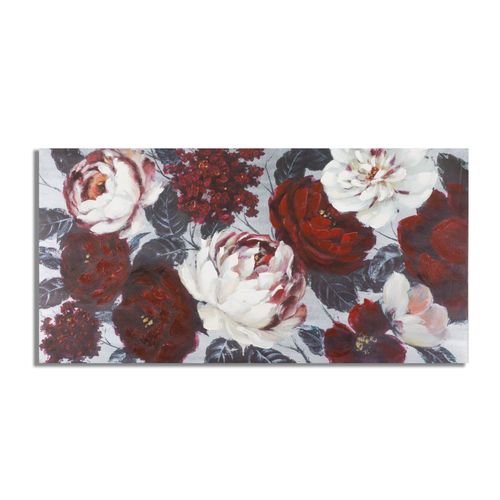 Tableau Mural Fleurs Blanc/rouge Sur Fond Sombre 120x60 Cm
