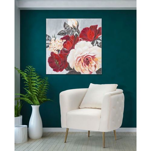 Tableau Mural Carré Fleurs 90x90 Cm Pour Salon Et Chambre