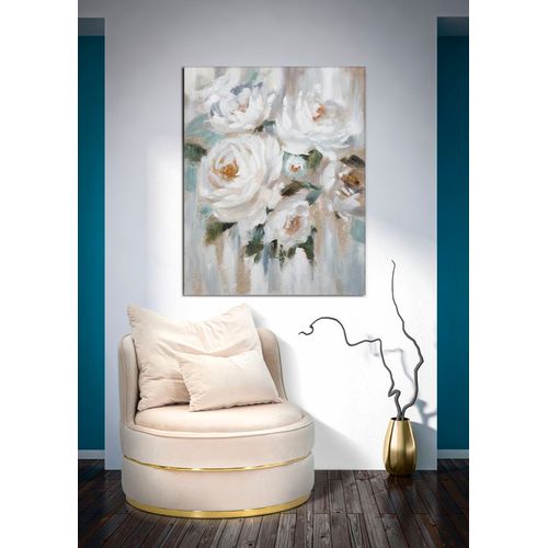 Tableau Mural Fleurs Crème 80x100 Cm Pour Salon Et Chambre