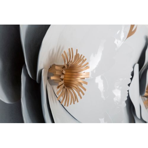 Panneau Mural Métal Décoratif Blanc Et Doré 158x60 Cm Pour Salon Et Chambre