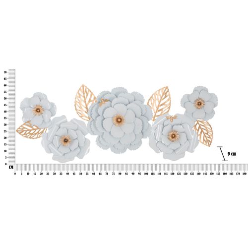 Panneau Mural Métal Décoratif Blanc Et Doré 158x60 Cm Pour Salon Et Chambre