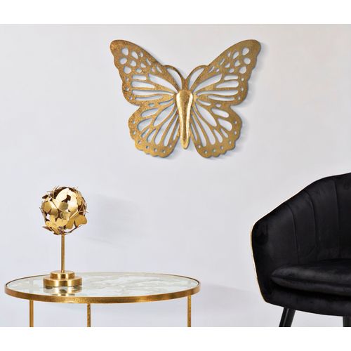 Papillon Mural 3d Doré 43x35 Cm Pour Salon Et Chambre