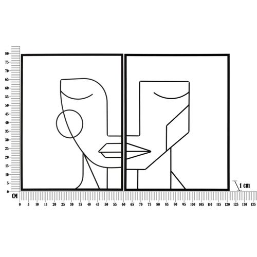 Panneaux Muraux Métal Tribal Visage Stylisé 2 Pièces - 60x1x80 Cm