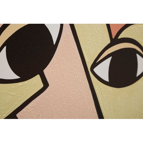 Tableau Cubiste Multicolore Sur Toile Avec Cadre Bois 80x120 Cm