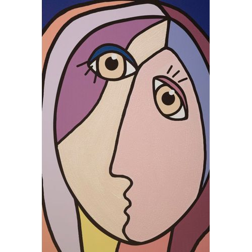 Tableau Moderne Cubiste Multicolore Sur Toile Avec Cadre Bois 80x120 Cm