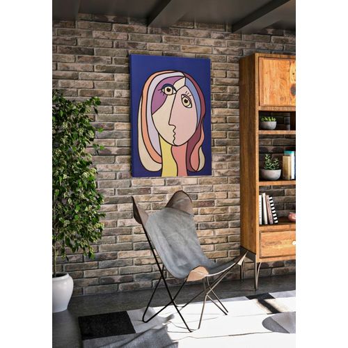 Tableau Moderne Cubiste Multicolore Sur Toile Avec Cadre Bois 80x120 Cm