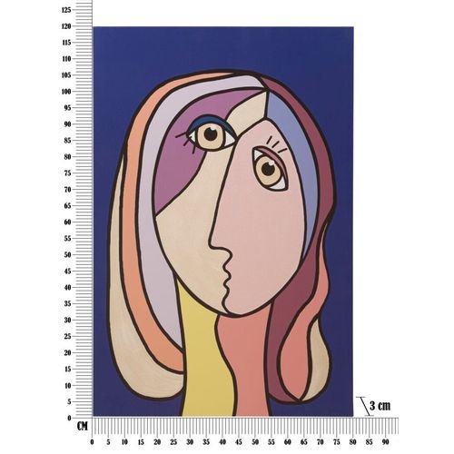 Tableau Moderne Cubiste Multicolore Sur Toile Avec Cadre Bois 80x120 Cm