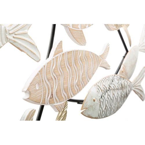 Décoration Murale 3d Poissons Métal Et Mdf 118x5,7x46,4 Cm