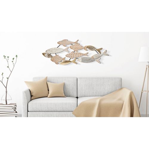 Décoration Murale 3d Poissons Métal Et Mdf 118x5,7x46,4 Cm