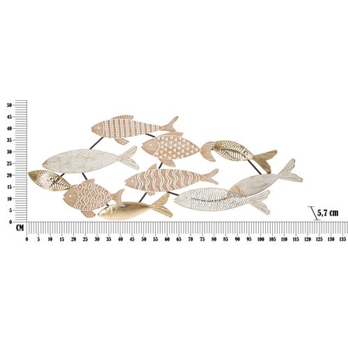 Décoration Murale 3d Poissons Métal Et Mdf 118x5,7x46,4 Cm