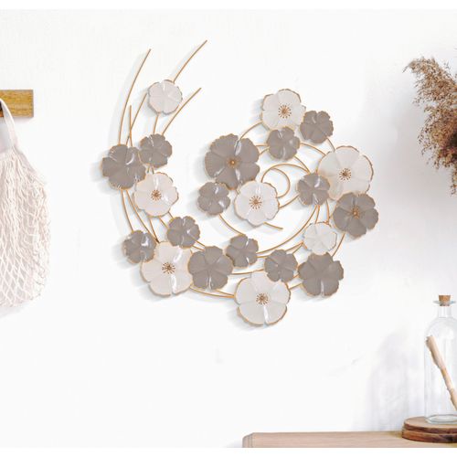 Décoration Murale 3d Fleurs En Spirale Métal 63,5x5x67,9 Cm