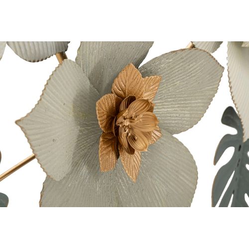 Décoration Murale 3d Fleurs Et Feuilles Dorées Métal 134,6x7,6x69,9 Cm