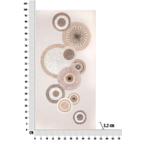 Tableau Géométrique Relief Sur Toile Avec Cadre Bois 50x100 Cm