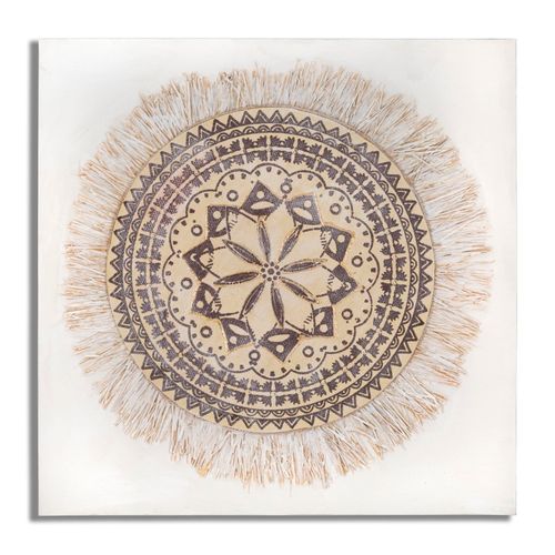 Tableau Relief Géométrique Bohème 100x100 Cm Sur Toile