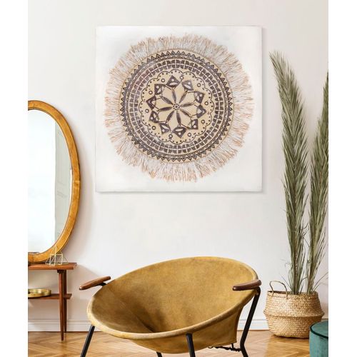 Tableau Relief Géométrique Bohème 100x100 Cm Sur Toile