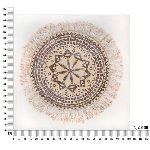 Tableau Relief Géométrique Bohème 100x100 Cm Sur Toile