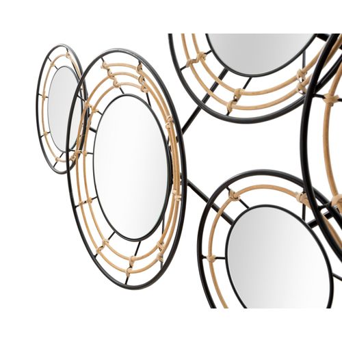 Panneau Mural Décoratif Oporto Avec Miroirs Et Raphia 111x9,5x59 Cm